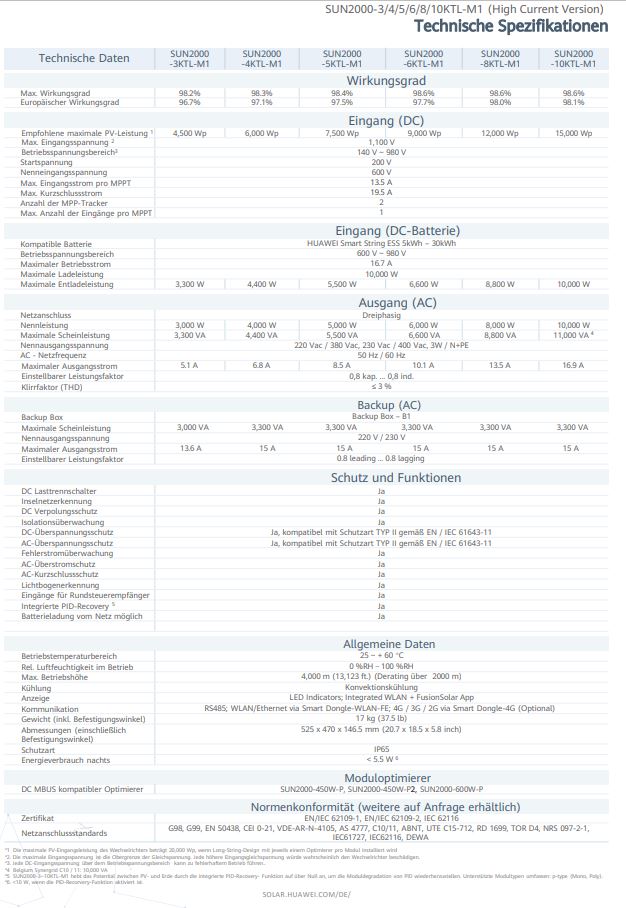 Hybridwechselrichter Huawei SUN2000-8KTL-M1-13,5A